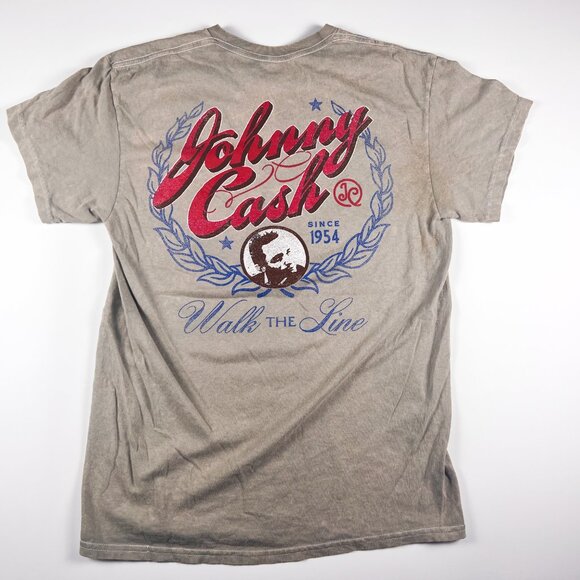 Johnny Cash Walk The Line Graphic 100% Cotton Crewneck Size M Unisex - Picture 1 of 3